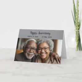 記念写真折り畳み記念日カードグレー 招待状