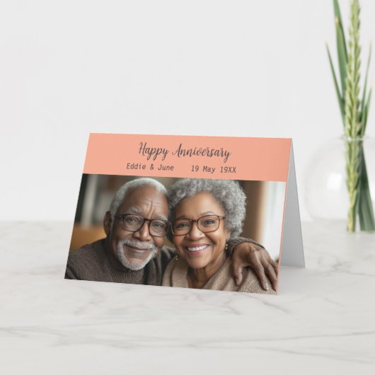 記念写真折り畳み記念日カードピーチ 招待状 (正面)