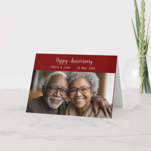 記念写真折り畳み記念日カードブルゴーニュ 招待状 (正面)