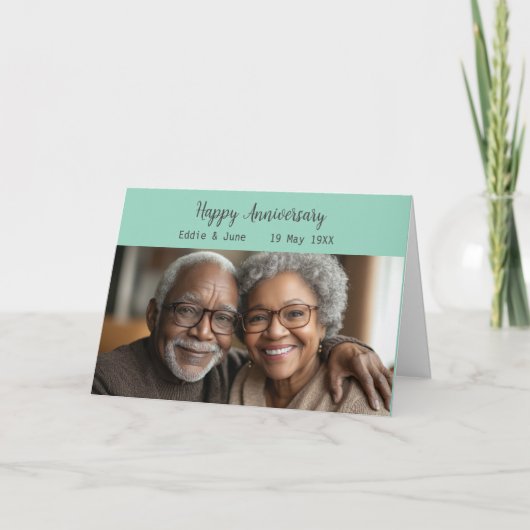 記念写真折り記念日カードSage Green 招待状 (正面)