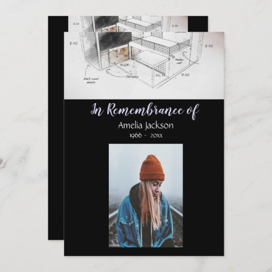 記念写真招待状建築設計士 招待状 (正面/裏面)