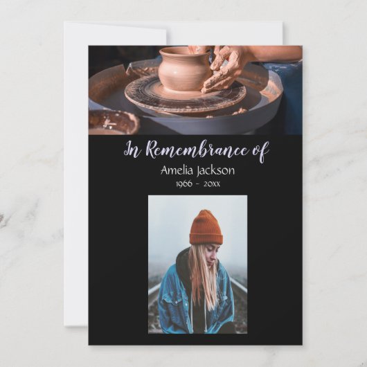 記念写真招待状陶芸陶磁粘土 招待状 (正面)