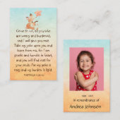 記念写真祈りの言葉かわいい小さなキツネ動物の子 名刺 (正面/裏面)