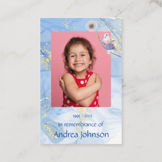 記念写真祈りの言葉かわいい小さなネズミの子ども 名刺 (裏面)