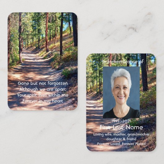 記念写真祈りの言葉ウォークフォレストツリーワイルド 名刺 (正面/裏面)