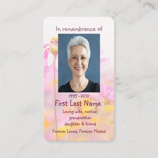 記念写真祈りの言葉ガーデンフラワークリスチャン 名刺 (裏面)