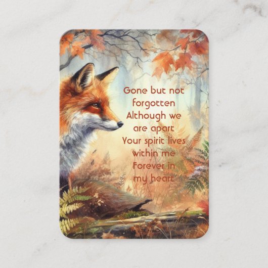 記念写真祈りの言葉キツネ動物野生動物自然 名刺 (正面)