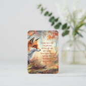 記念写真祈りの言葉キツネ動物野生動物自然 名刺 (スタンド正面)