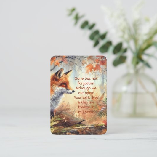 記念写真祈りの言葉キツネ動物野生動物自然 名刺 (スタンド正面)