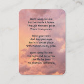 記念写真祈りの言葉クリスチャン天国 名刺 (正面)