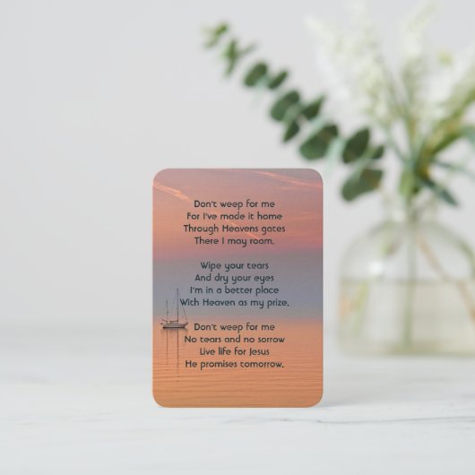 記念写真祈りの言葉クリスチャン帆船水空 名刺 (スタンド正面)