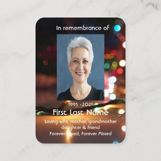 記念写真祈りの言葉クリスマスライト 名刺 (裏面)