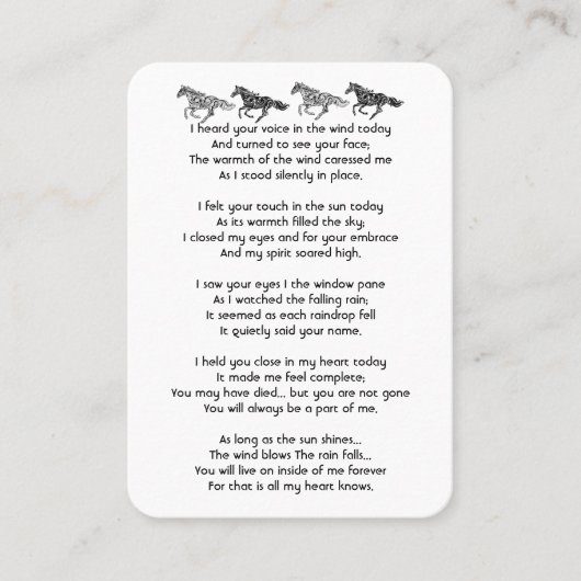 記念写真祈りの言葉グラフィックアートウズキープサケ 名刺 (正面)