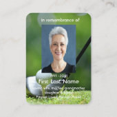 記念写真祈りの言葉ゴルファーゴルフコースゴルフ 名刺 (裏面)