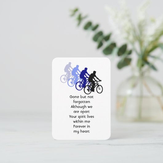 記念写真祈りの言葉サイクリングバイクもしくは自転車に乗る人自転車 名刺 (スタンド正面)