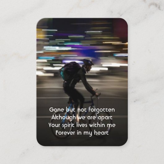 記念写真祈りの言葉サイクリングバイクもしくは自転車に乗る人自転車 名刺 (正面)