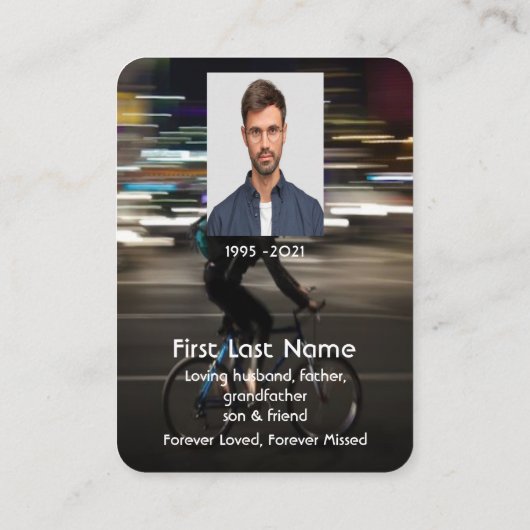 記念写真祈りの言葉サイクリングバイクもしくは自転車に乗る人自転車 名刺 (裏面)