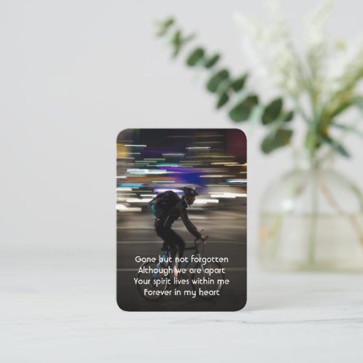 記念写真祈りの言葉サイクリングバイクもしくは自転車に乗る人自転車 名刺 (スタンド正面)