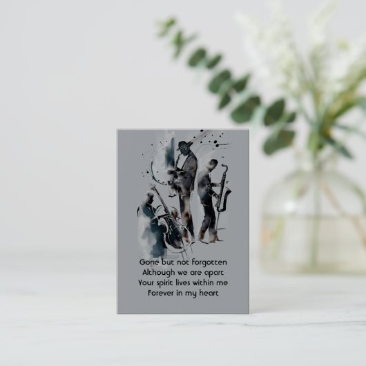 記念写真祈りの言葉ジャズバンド音楽 名刺 (スタンド正面)