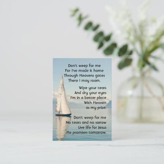 記念写真祈りの言葉セーラーセーリングセーリングボート 名刺 (スタンド正面)