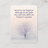 記念写真祈りの言葉ツリー白い穏やかな平和 名刺 (正面)