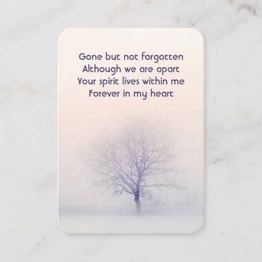 記念写真祈りの言葉ツリー白い穏やかな平和 名刺 (正面)