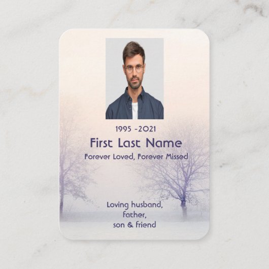 記念写真祈りの言葉ツリー白い穏やかな平和 名刺 (裏面)