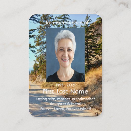 記念写真祈りの言葉トレイルフォレストデザートウォーク 名刺 (裏面)