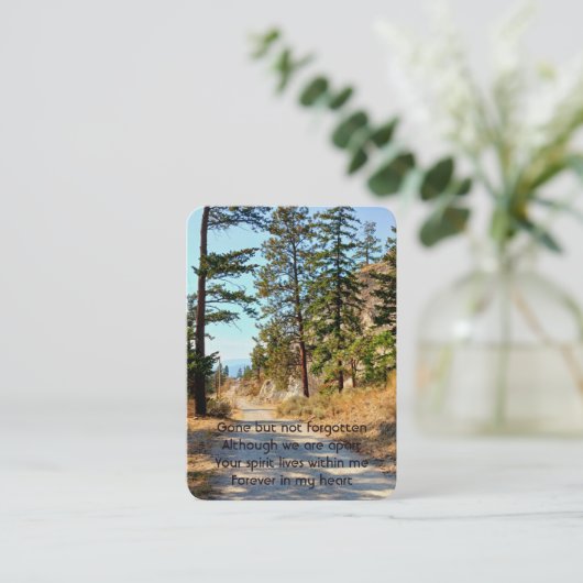 記念写真祈りの言葉トレイルフォレストデザートウォーク 名刺 (スタンド正面)