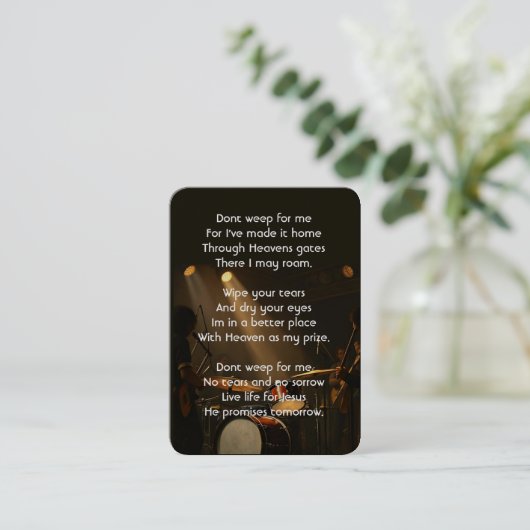 記念写真祈りの言葉ドラマー・ドラムズバンドクリスチャン 名刺 (スタンド正面)