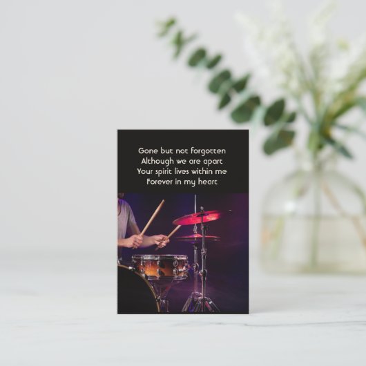 記念写真祈りの言葉ドラムドラムドラムバンド 名刺 (スタンド正面)