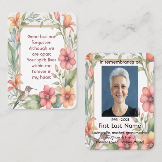 記念写真祈りの言葉ハミングバードガーデン 名刺 (正面/裏面)