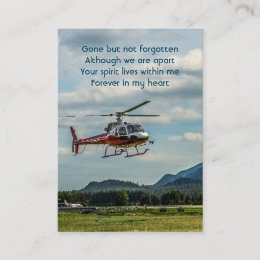 記念写真祈りの言葉パイロットヘリコプ飛んでいるタ 名刺 (正面)