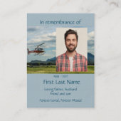 記念写真祈りの言葉パイロットヘリコプ飛んでいるタ 名刺 (裏面)