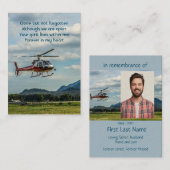 記念写真祈りの言葉パイロットヘリコプ飛んでいるタ 名刺 (正面/裏面)