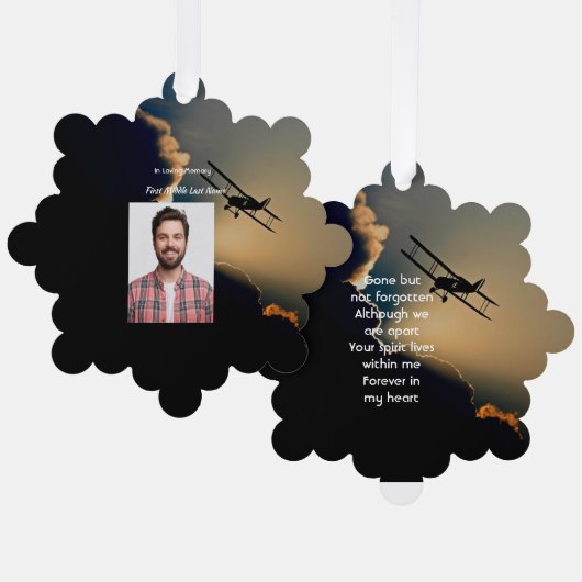 記念写真祈りの言葉パイロット空飛んでいる機 オーナメントカード (正面/裏面)