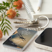 記念写真祈りの言葉パイロット空飛んでいる機 キーホルダー (正面右)