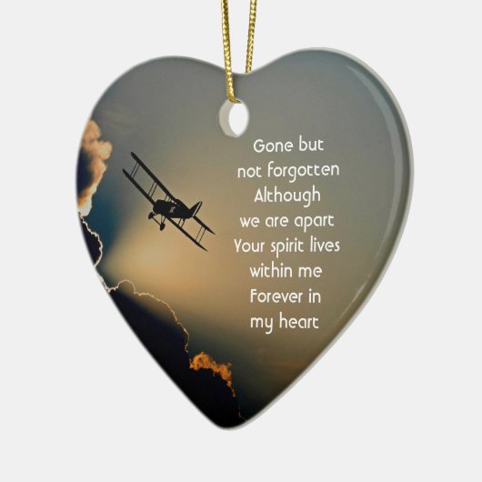 記念写真祈りの言葉パイロット空飛んでいる機 セラミックオーナメント (左)