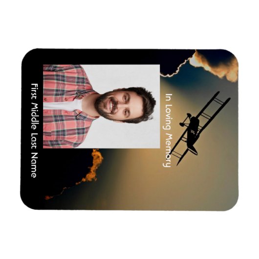 記念写真祈りの言葉パイロット空飛んでいる機 マグネット (横)