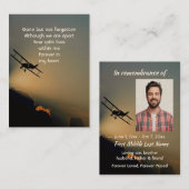 記念写真祈りの言葉パイロット空飛んでいる機 名刺 (正面/裏面)