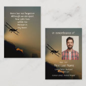 記念写真祈りの言葉パイロット空飛んでいる機 名刺 (正面/裏面)