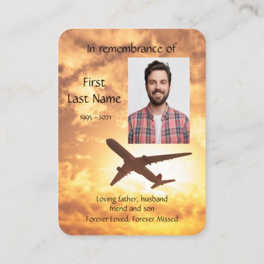 記念写真祈りの言葉パイロット飛行機武飛んでいる新 名刺 (裏面)