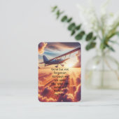 記念写真祈りの言葉パイロット飛行機飛んでいる夕日 名刺 (スタンド正面)