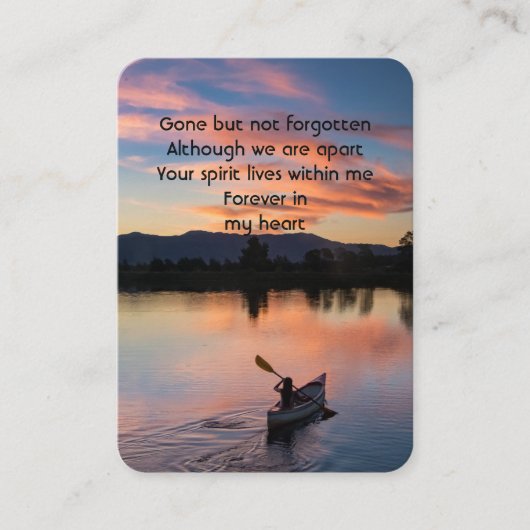 記念写真祈りの言葉パドリング湖サンセットウォーター 名刺 (正面)