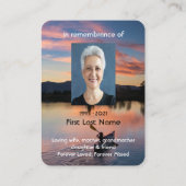 記念写真祈りの言葉パドリング湖サンセットウォーター 名刺 (裏面)