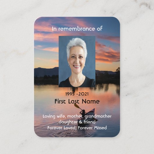 記念写真祈りの言葉パドリング湖サンセットウォーター 名刺 (裏面)