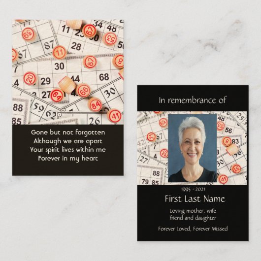 記念写真祈りの言葉ビンゴゲーム 名刺 (正面/裏面)