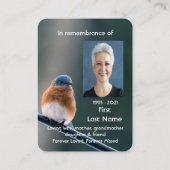 記念写真祈りの言葉ブルーバードガーデンバード 名刺 (裏面)