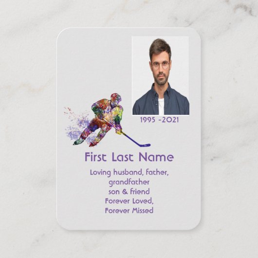 記念写真祈りの言葉ホッケープレーヤースポーツ 名刺 (裏面)