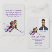 記念写真祈りの言葉ホッケープレーヤースポーツ 名刺 (正面/裏面)